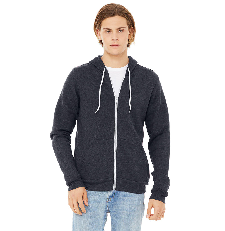 Bella + Canvas 3739 Unisex Poly-Cotton Fleece Full-Zip Hooded Sweatshirt