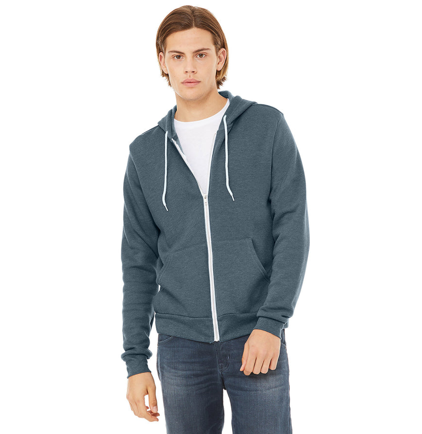 Bella + Canvas 3739 Unisex Poly-Cotton Fleece Full-Zip Hooded Sweatshirt