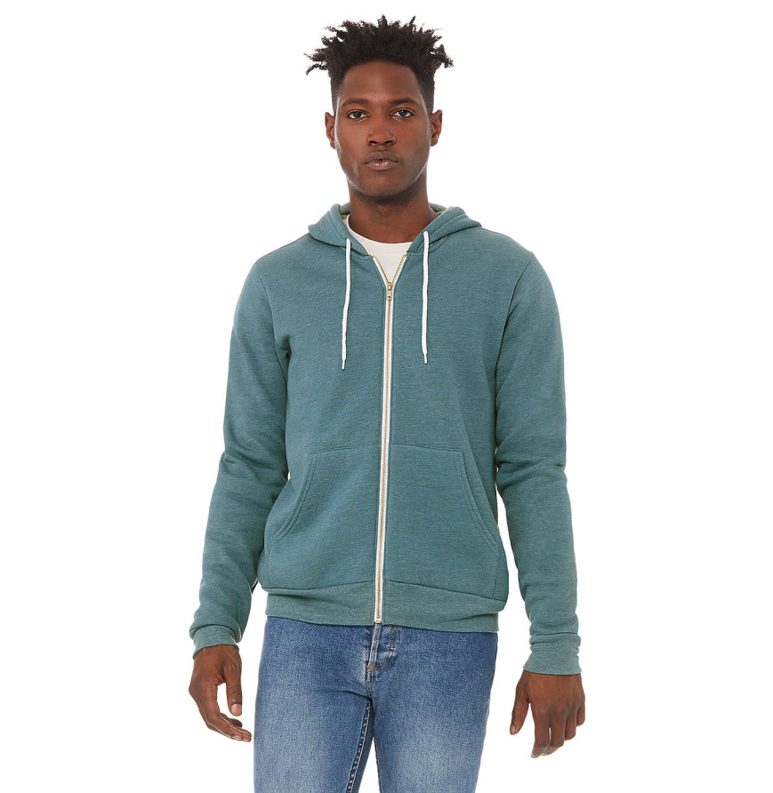 Bella + Canvas 3739 Unisex Poly-Cotton Fleece Full-Zip Hooded Sweatshirt