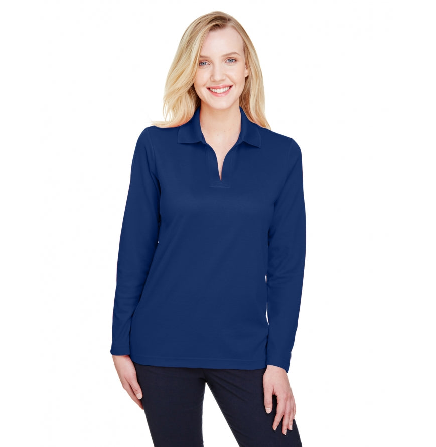 Devon & Jones DG20LW Women's Long-Sleeve Plaited Polo