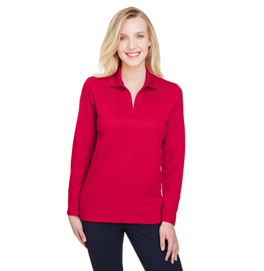 Devon & Jones DG20LW Women's Long-Sleeve Plaited Polo